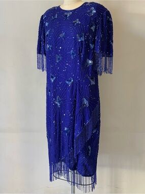 Vintage Stènay Embroidered Silk Dress